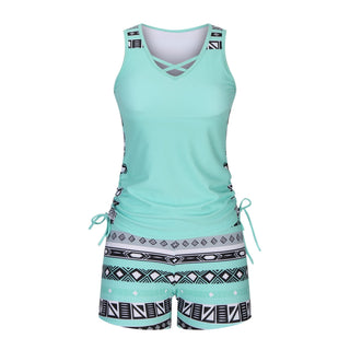 BeachBloom – Modest Bohemian Tankini Swimsuit with Shorts