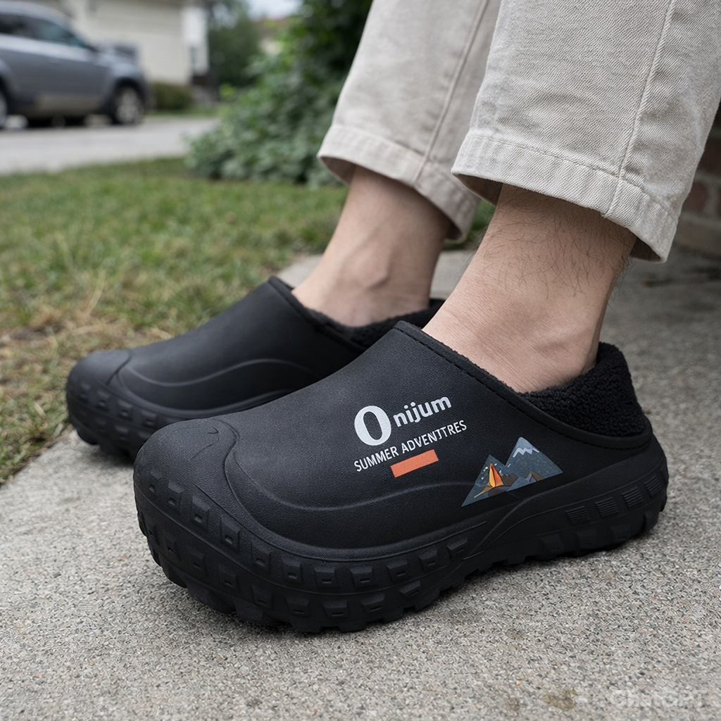 Men’s Plush Indoor Outdoor Winter Slippers