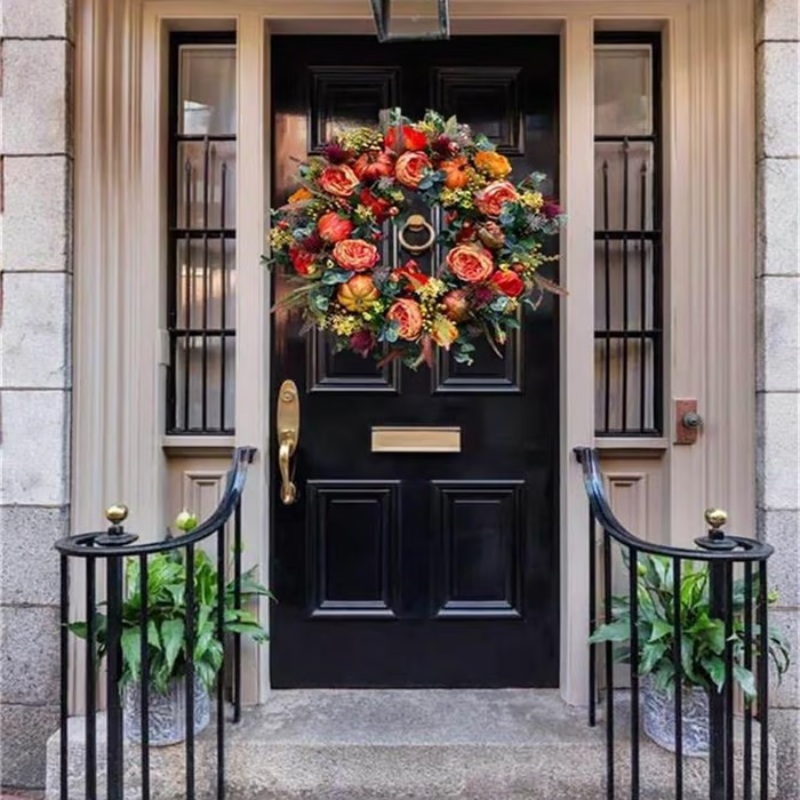 DoorDelight - Enchanting Peony & Pumpkin Wreath