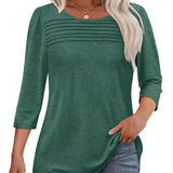 LuxeDrape - Elegant Pleated Front T Shirt