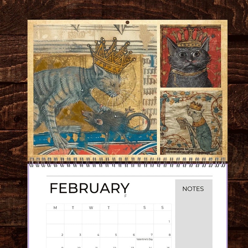 Meowjesty - A Medieval Cat Art Calendar 2026