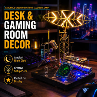 Handmade Cyberpunk Circuit Sculpture Lamp