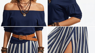 Effortless Striped Maxi Skirt Set