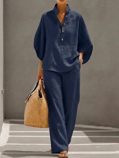 AiryLuxe – Women's Batwing Sleeve Linen Cotton Set