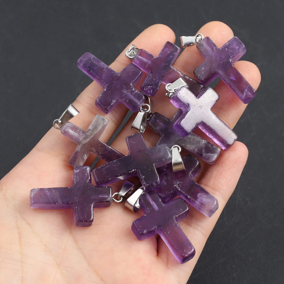 PureAura - Spiritual Crystal Heart Cross
