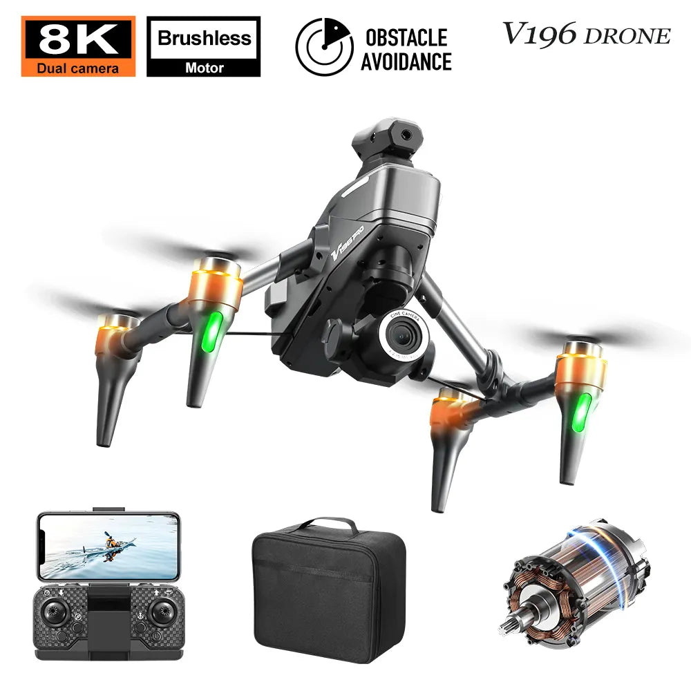 V196 Pro 8K Camera Drone – Brushless Motor, 28 Min Flight & Auto Return
