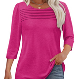 LuxeDrape - Elegant Pleated Front T Shirt