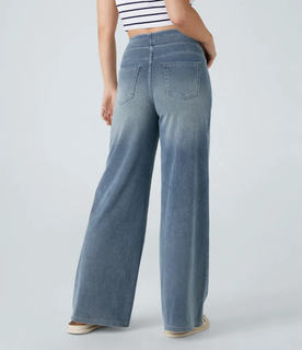 AuraStretch – Super Stretch High-Waisted Wide Leg Jeans