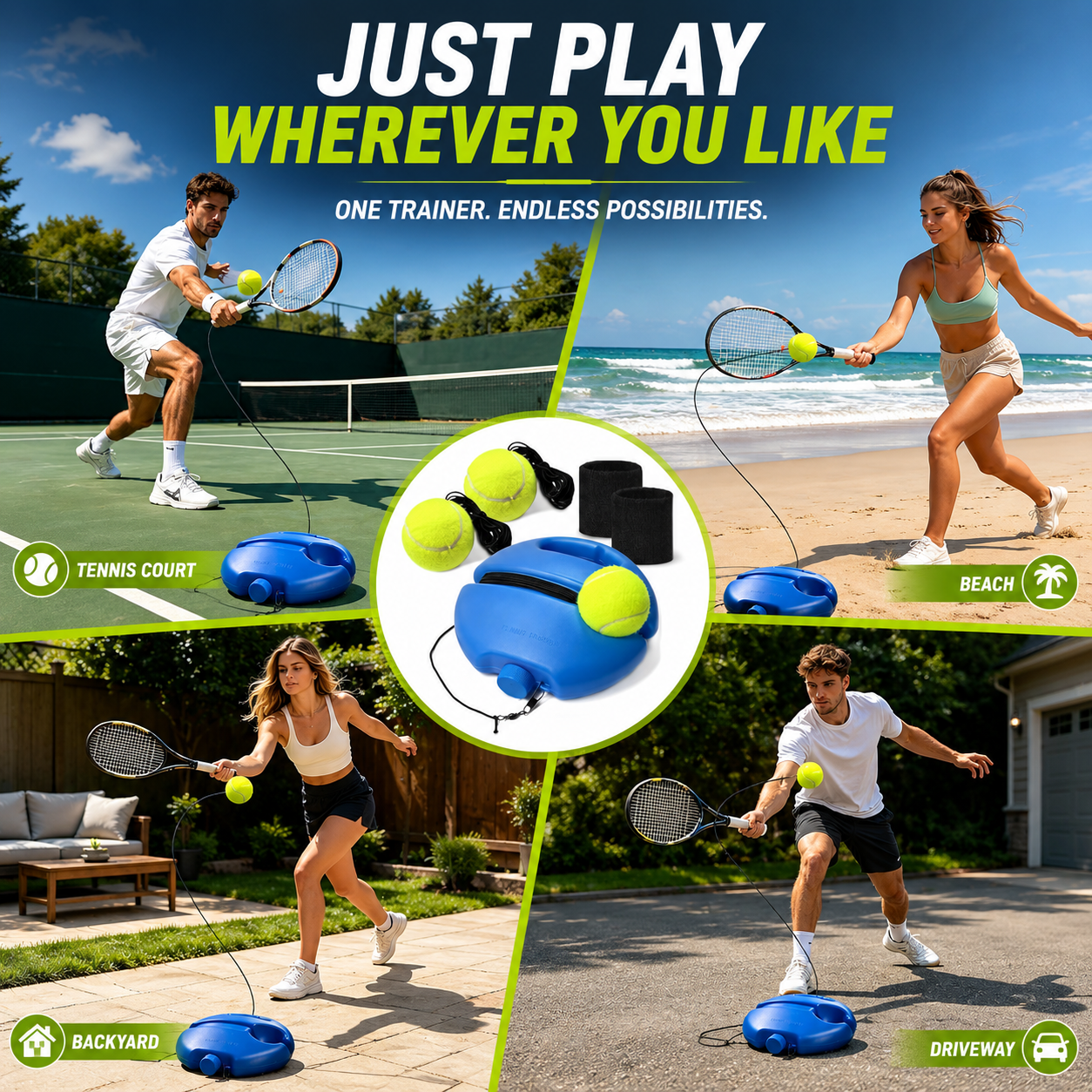 RallyCore – Solo Tennis Rebound Trainer Set