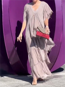 LunaMist | Elegant V-Neck Maxi Dress