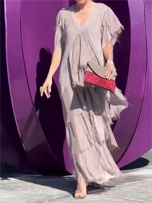 LunaMist | Elegant V-Neck Maxi Dress