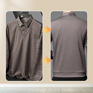 EliteLayer – Classic Faux Layered Long Sleeve Polo Shirt