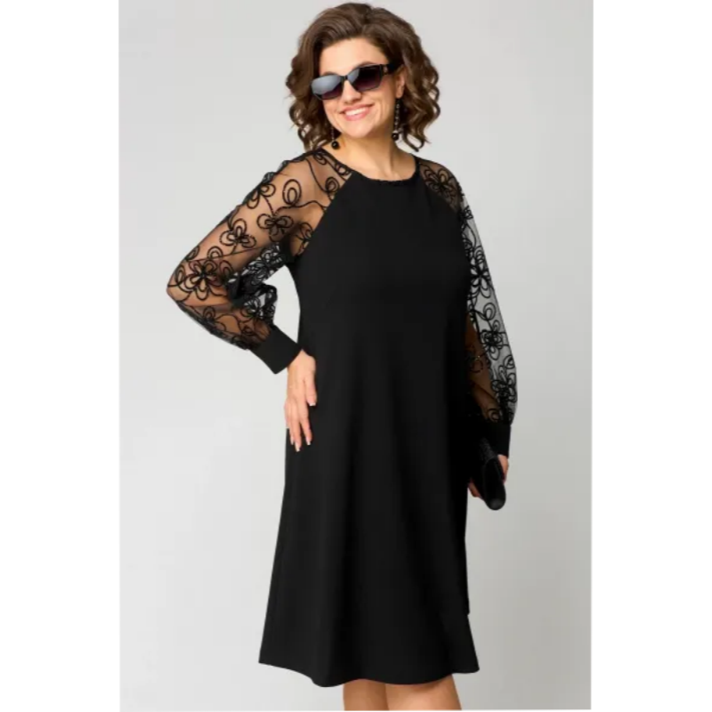 LuxeStitch – Stylish Patchwork Long Sleeve Dress