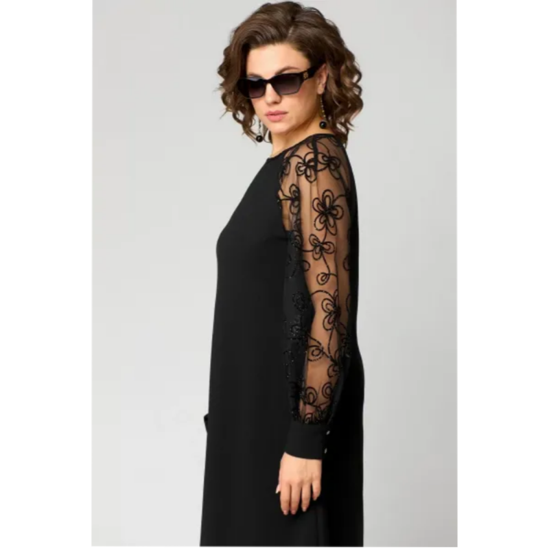 LuxeStitch – Stylish Patchwork Long Sleeve Dress