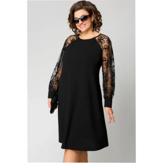 LuxeStitch – Stylish Patchwork Long Sleeve Dress