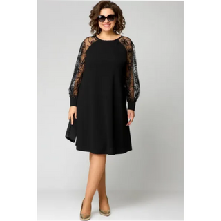 LuxeStitch – Stylish Patchwork Long Sleeve Dress