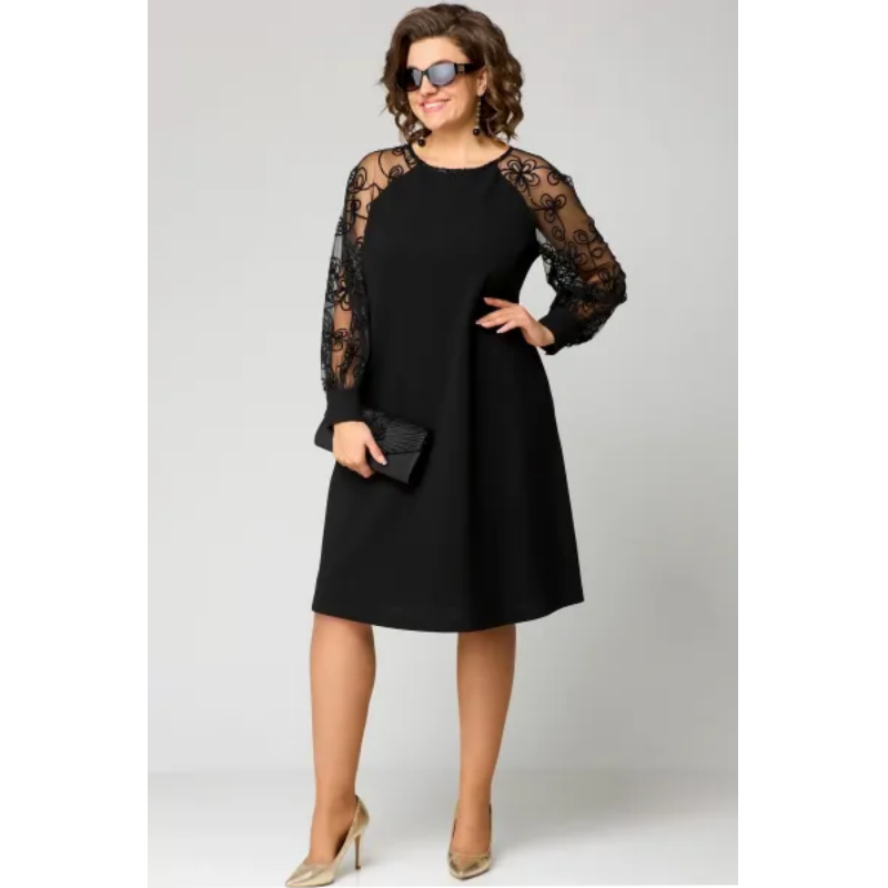 LuxeStitch – Stylish Patchwork Long Sleeve Dress