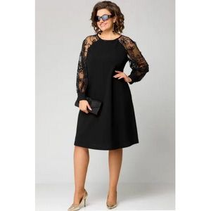 LuxeStitch – Stylish Patchwork Long Sleeve Dress