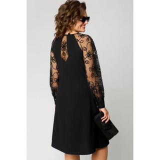 LuxeStitch – Stylish Patchwork Long Sleeve Dress