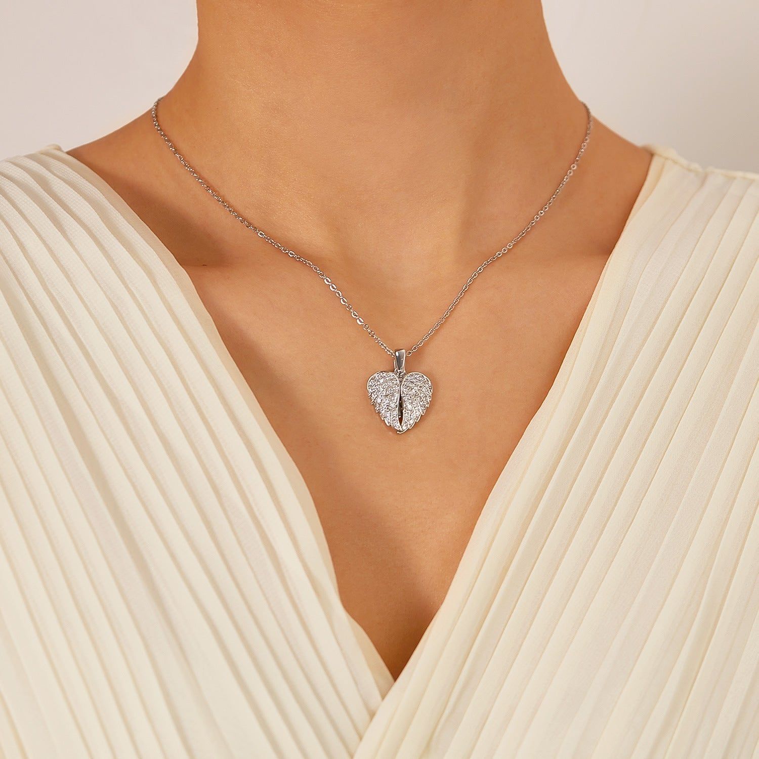 Eternal Guardian-Angel Wings Memorial Necklace with Hidden Name