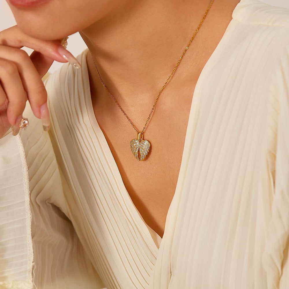 Eternal Guardian-Angel Wings Memorial Necklace with Hidden Name