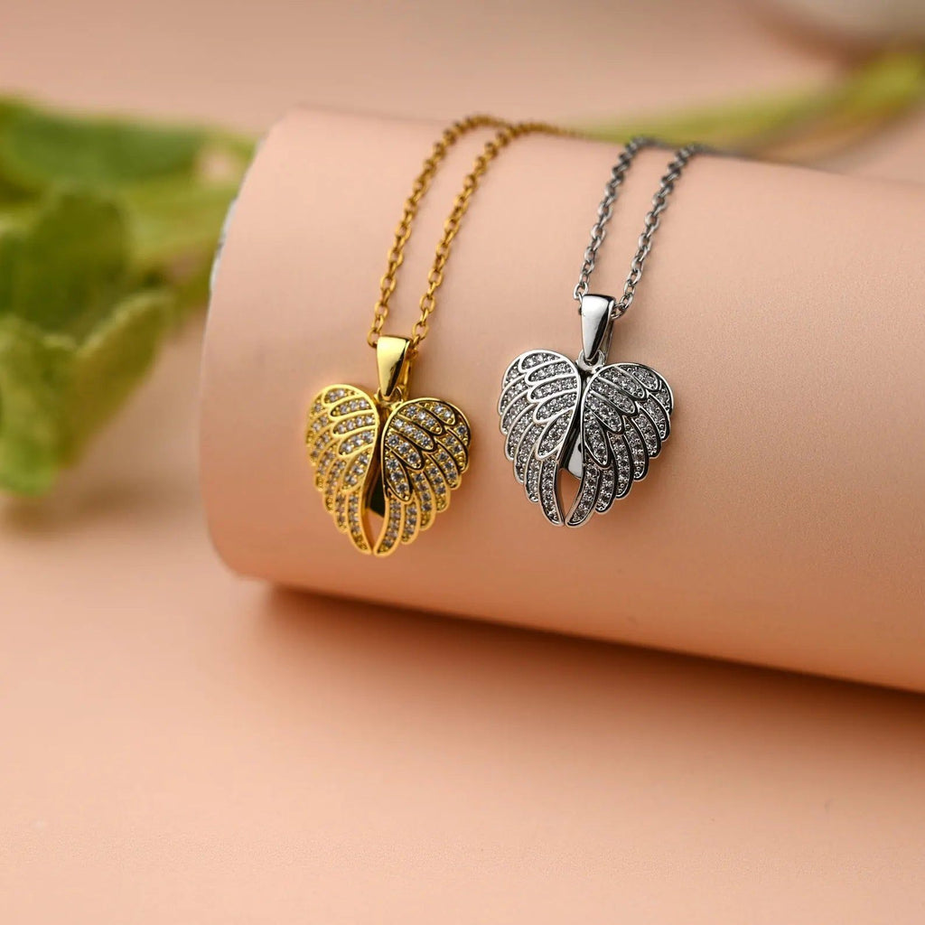 Eternal Guardian-Angel Wings Memorial Necklace with Hidden Name