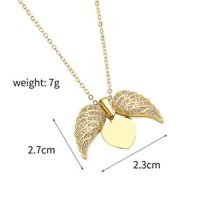 Eternal Guardian-Angel Wings Memorial Necklace with Hidden Name