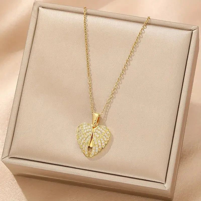 Eternal Guardian-Angel Wings Memorial Necklace with Hidden Name