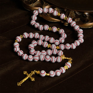 Christianartworkshop Blessed Miniature Baseball Beads Rosary with Golden Holy Chalice & Crucifix: Merge Faith and Sport - image 8