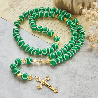Christianartworkshop Blessed Miniature Baseball Beads Rosary with Golden Holy Chalice & Crucifix: Merge Faith and Sport - image 14