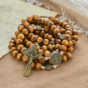 Christianartworkshop 15/20 Decade Olive Wood Rosary with St. Benedict, Crucifix & Waist Chain Design—Divine Devotion in Dual Use - image 29