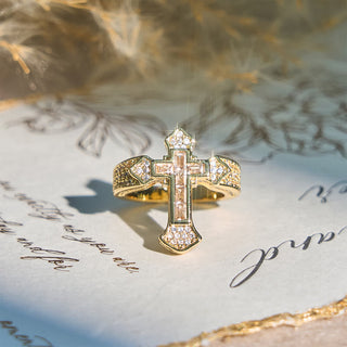 Christianartworkshop Central Cross Motif Ring with Cubic Zirconia Accents: Carry His Care in Daily Wear - image 1