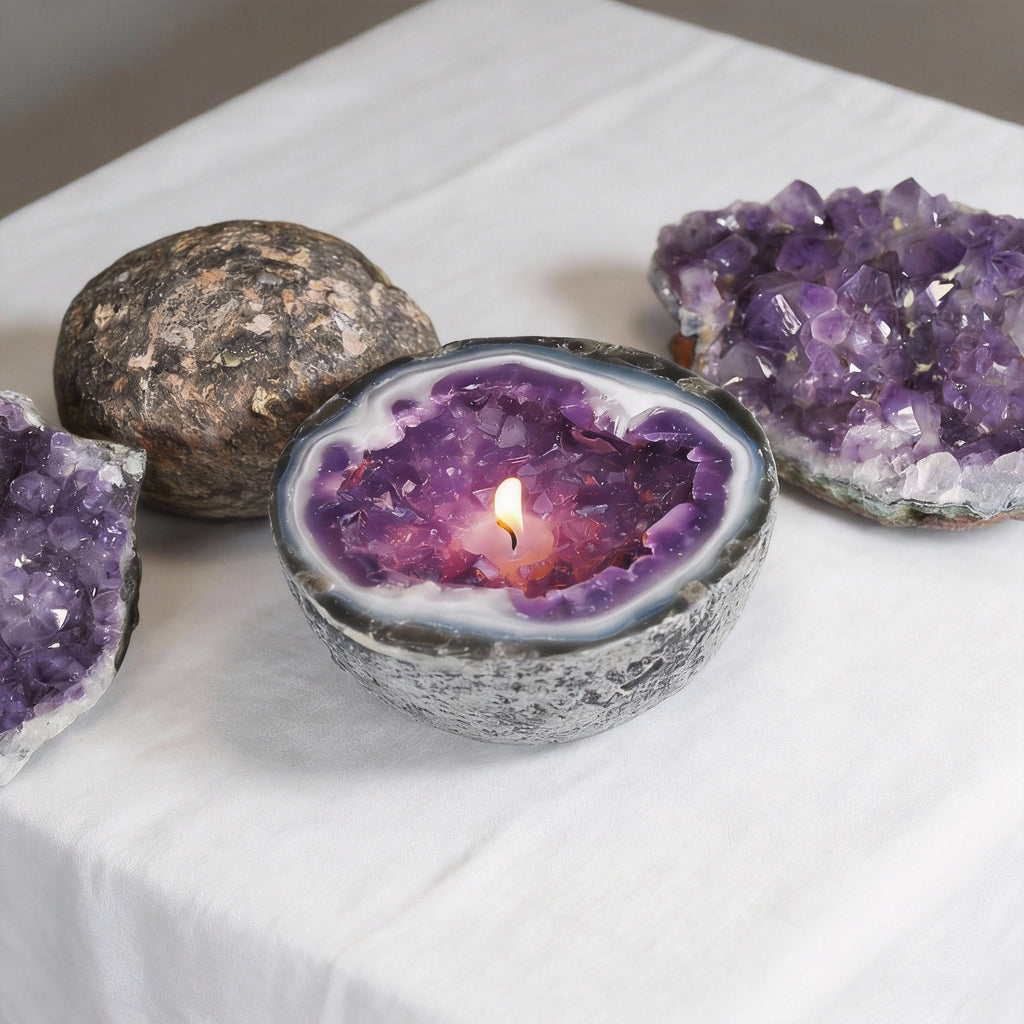 MysticGlow – Healing Mineral Crystal Candle Collection