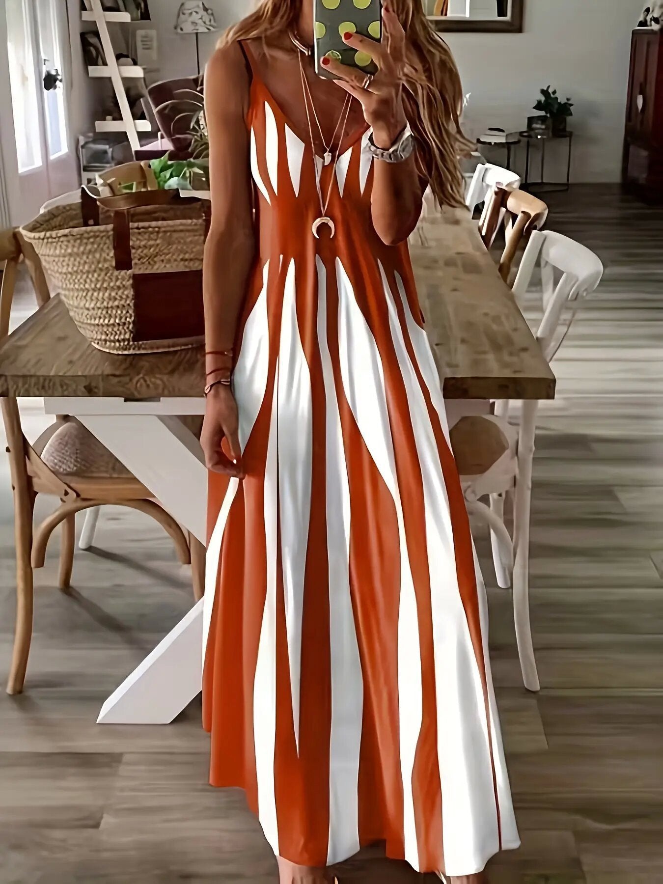 AureliaGlow – Striped Maxi Cami Dress