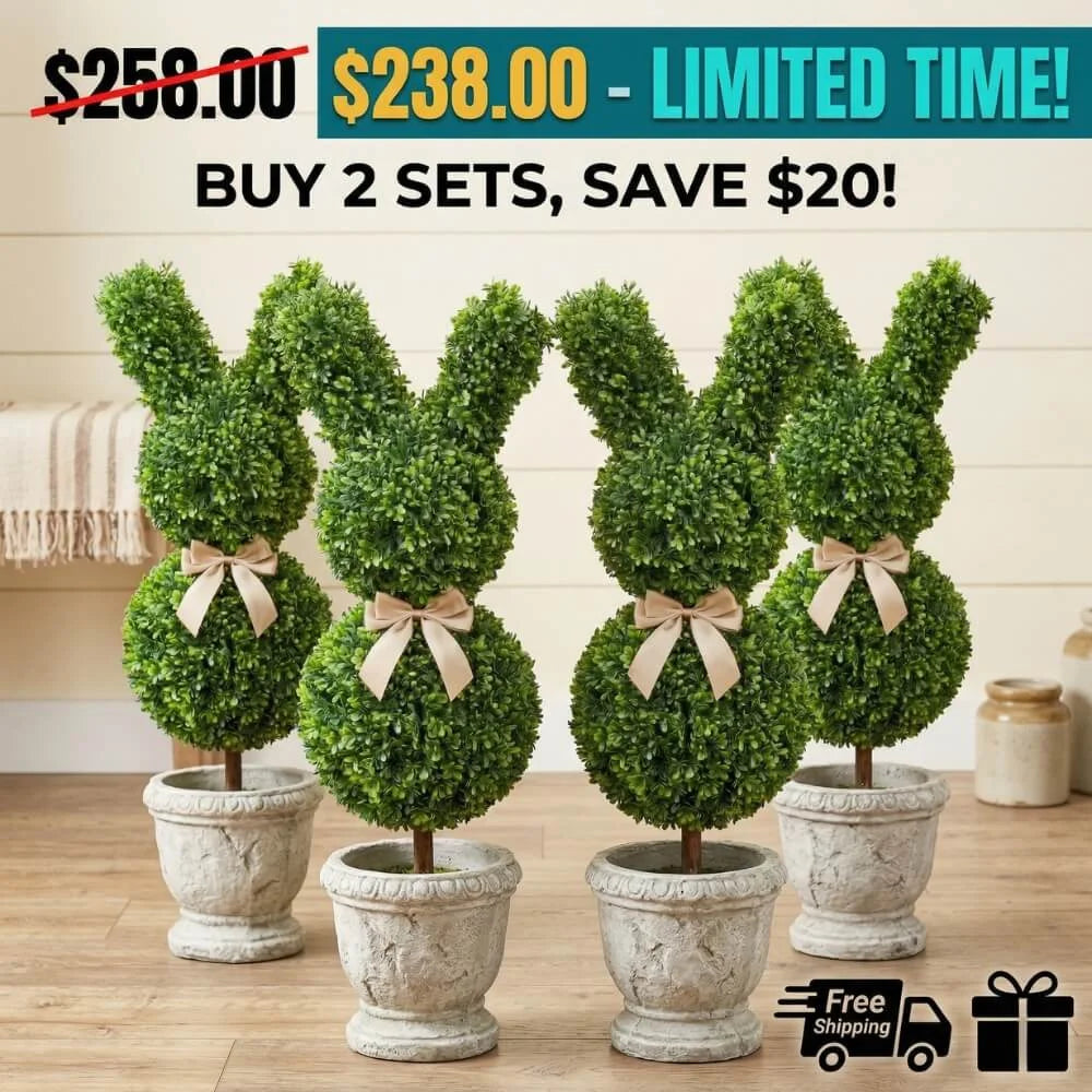 SpringHaven – Decorative 36" Bunny Topiary Set
