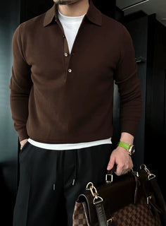 UrbanKnit – Men’s Long Sleeve Polo Knit Sweater