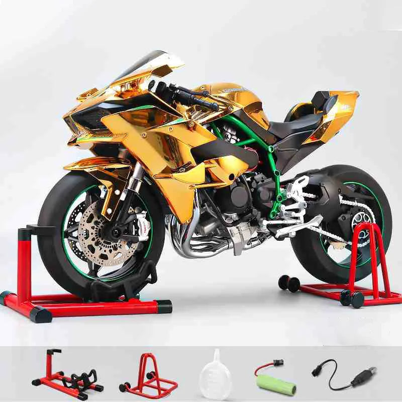 【Genuine】1:6 H2R motorcycle model with engine startup, throttle control, and exhaust spray simulation, ideal gift for men
