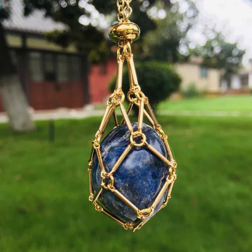 CrystalNest – Handmade Stone Holder Necklace