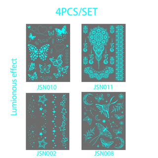 🔥Waterproof Blue Luminous Butterfly Tattoo Stickers - Temporary Body Art for Music Festivals & Parties