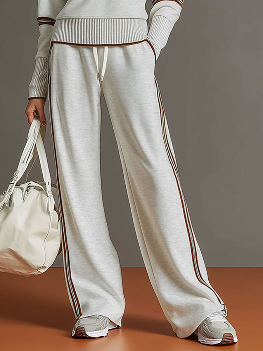 UrbanPulse - Grey-White Half-Zip Tracksuit