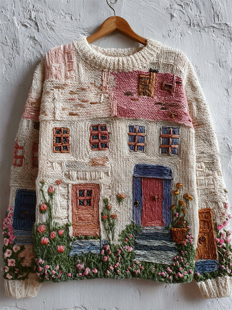 BloomCottage – Embroidered Cozy Knit Sweater