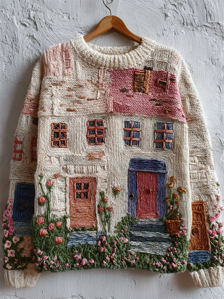BloomCottage – Embroidered Cozy Knit Sweater