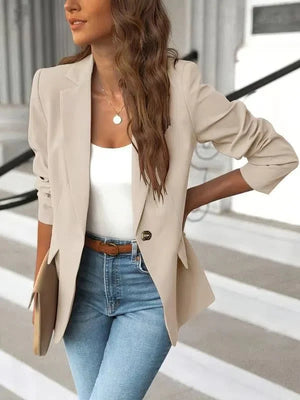 SleekForm – Solid Lapel Collar Office Blazer