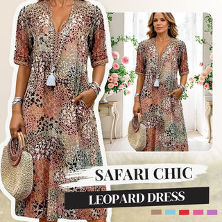 LinenAura – Elegant Printed Linen Cotton Midi Dress