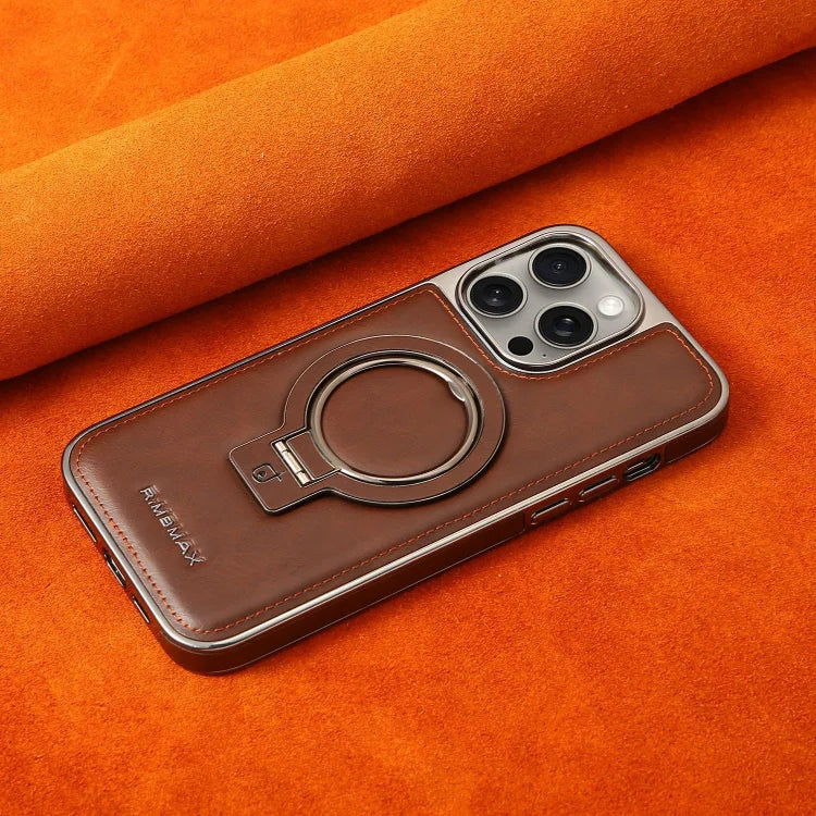 Premium iPhone Stand Case – Leather & Metal
