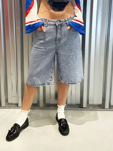 GlimmerWave - Sparkling Blue Denim Shorts – Dazzle All Day