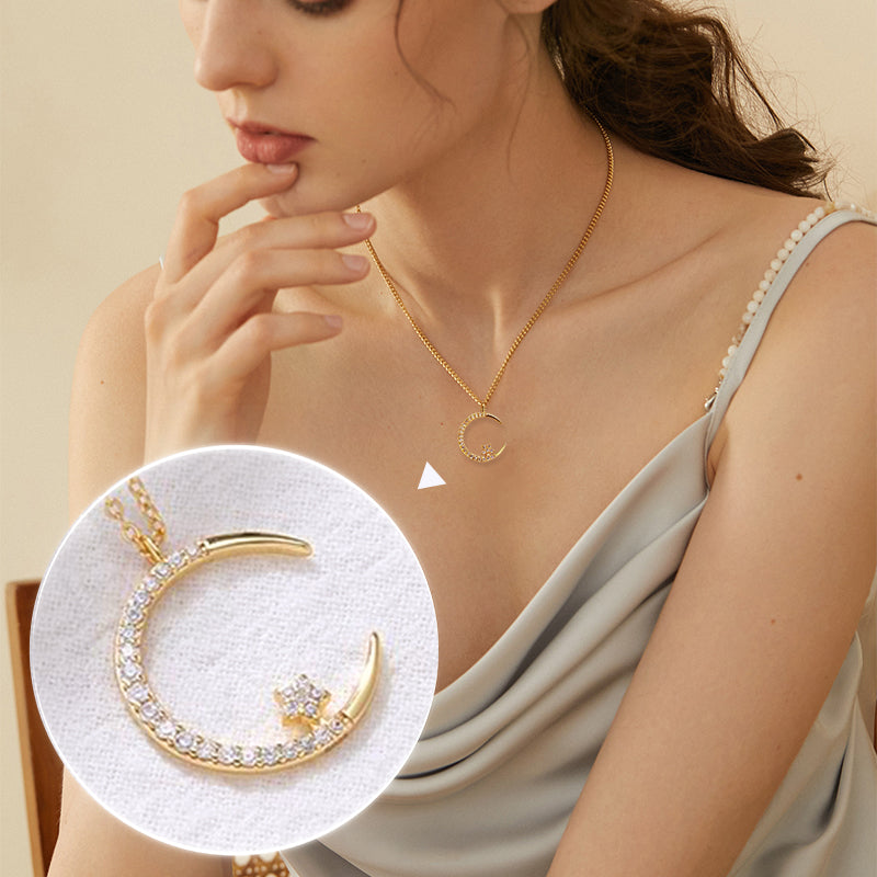 LunaGlow – Bright Night Moon & Star Necklace
