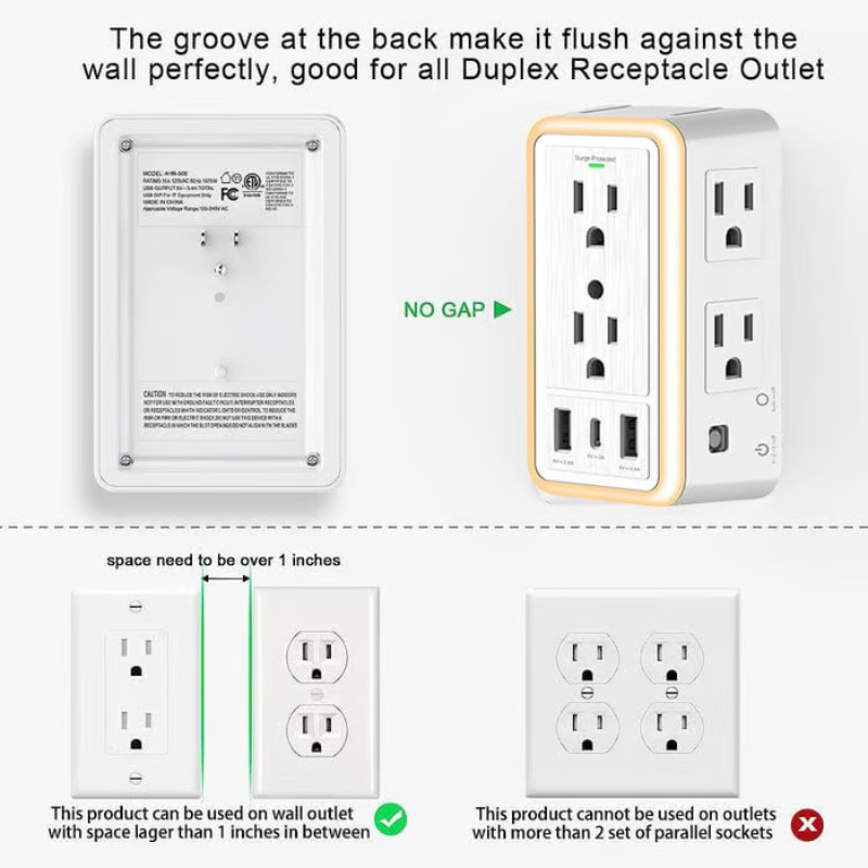 PowerHub |  9-IN-1 Multi Plug Surge Protector Outlet