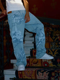 UrbanHeart - Washed Blue Street Jeans – Iconic Baggy Design