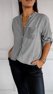 SparkleFlare | Stylish V-Neck Casual Top